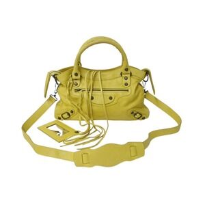 BALENCIAGA The Town Handbag Yellow Leather Shoulder Bag